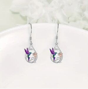 NEW Women Fashion silver multicolor bird mini earrings